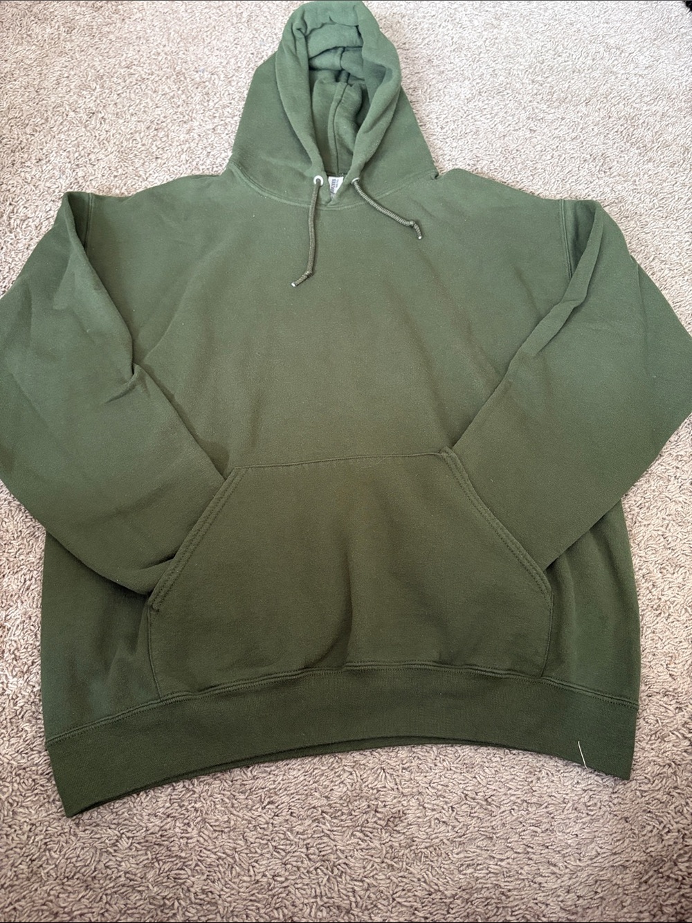 Jerzees Olive Green Hoodie with Kangaroo Pocket